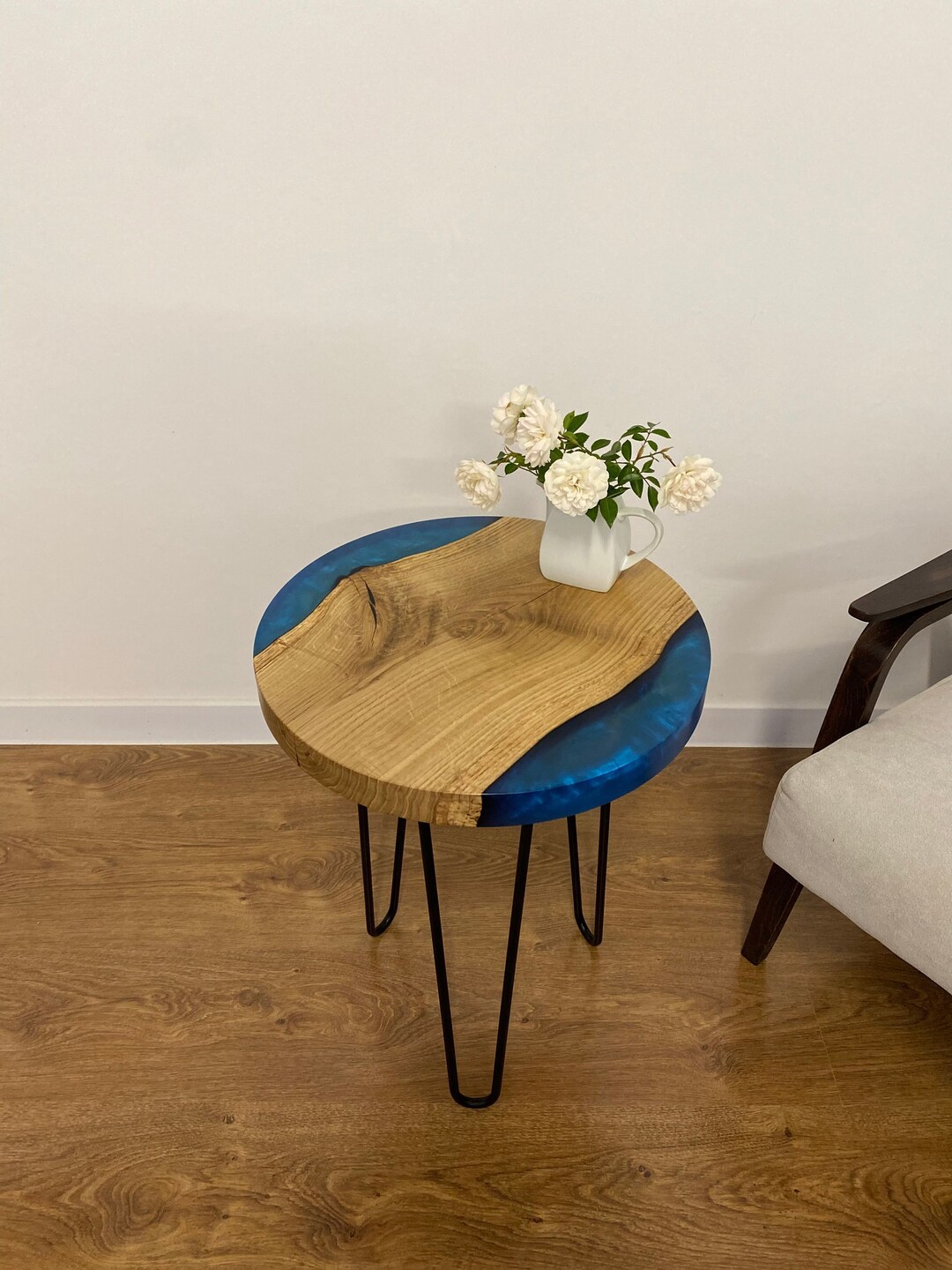 Round Wood Coffee Table Side Unique Coffee Table Epoxy Resin Etsy