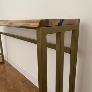 Walnut Live Edge Epoxy Console Table, Tall Narrow Entryway or Hallway Table, Long Resin Wood Sofa Table, Handmade TV Console