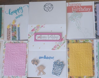 Handmade Birthday Cards, Assorted, Pack of 10, Blank Inside