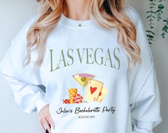 Custom Vegas Sweatshirt /  Bride Crewneck Trendy Matching Retro Sweatshirts Girls Trip Las Vegas Bridal Bachelorette Party Sweater BA-17SW