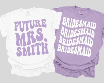 Custom Groovy Wedding Day Shirts / Retro Bride Babe Bachelorette Favors Bach Party Shirt Matching Bridesmaid Comfort Colors Trip Shirt BA-22