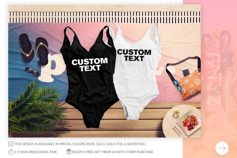 Custom Bachelorette Swimsuits, Custom Bachelorette Bathing Suit, Bride Custom Bathing Swim Suit image 1