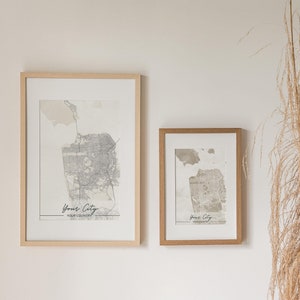 Aangepaste stadskaart afdrukken | Digitale download, Afdrukbare kaart, Instant download, Digitale print, Stadsplan, Aquarel kunst aan de muur