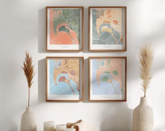 Spersonalizowana mapa miasta w akwareli, spersonalizowana sztuka ścienna (do pobrania cyfrowego)