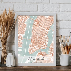 New York City Map | Digital Download, Printable Map, Instant Download, Digital Print, City Map, Watercolor Wall Art