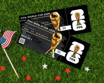 Spersonalizowany bilet na Mistrzostwa Świata 2026 | Spersonalizowany bilet na mecz piłki nożnej | Edytowalny stadion i drużyny | Prezent do pobrania w wersji cyfrowej
