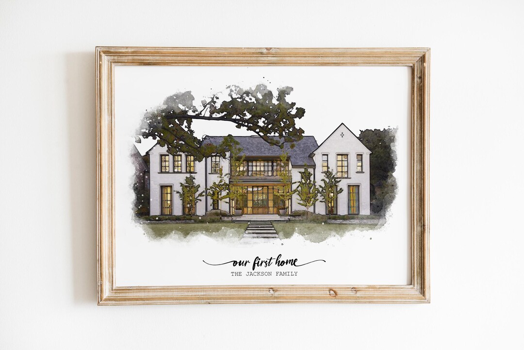 Custom Watercolor House Portrait | Personalized Home Art (digital ...
