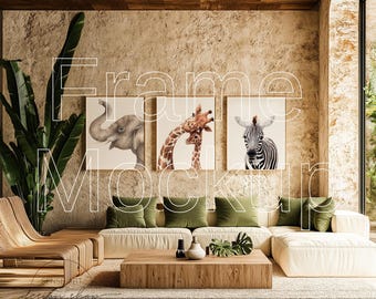 8x10 Set of 3 Frame Mockup PSD Scandinavian Decor | Vertical Frame Mockup | Wood Frame  Digital Wall Art | Digital Print and Poster Mockup