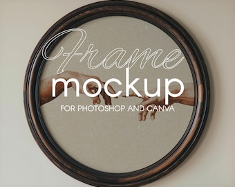 Makieta okrągłej ramki: styl antycznego drewna (pobranie cyfrowe)