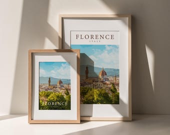 Plakat podróżniczy Florencja Włochy: Sztuka ścienna w stylu vintage (pobranie cyfrowe 8x10 cali)