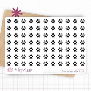 Planche de stickers mini icônes "empreinte d'animal" - Chien, chat, animaux - Mini icon - Planner stickers - Minimal - Bullet Journal