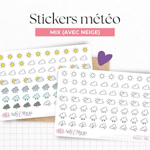 Planche de stickers "icônes météo" - Différentes options : toutes les icônes ou icônes individuelles - Doodles - Bullet Journal & Planner