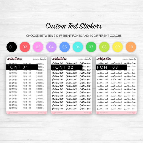 Custom Text stickers - Handwritten - Choose your font and your color for your text - Bullet Journal & Planner - Journaling