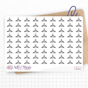Planche de stickers mini icônes "cintre" - vêtements, penderie, garde-robe - Mini icon - Planner stickers - Minimal - Bullet Journal