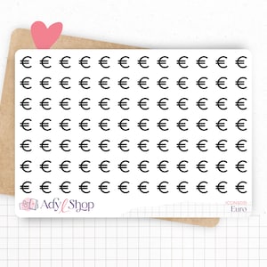 Mini Euro Icon Stickerbogen - Geld, Bezahlung, Ausgaben, Bankkonto - Mini Icon - Planer Sticker - Minimal - Bullet Journal