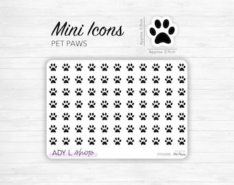 Planche de stickers mini icônes "empreinte d'animal" - Chien, chat, animaux - Mini icon - Planner stickers - Minimal - Bullet Journal