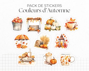 Sticker pack - "Colors of Fall" - Watercolor illustrations - Die-cut stickers - Autumn - Bullet Journal / Planner sticker sheet