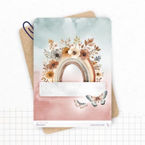 Planches de stickers "Rêveries" - Autocollants sur un thème bohème : papillons, lune, fleurs - Page de couverture mensuelle - Bullet Journal