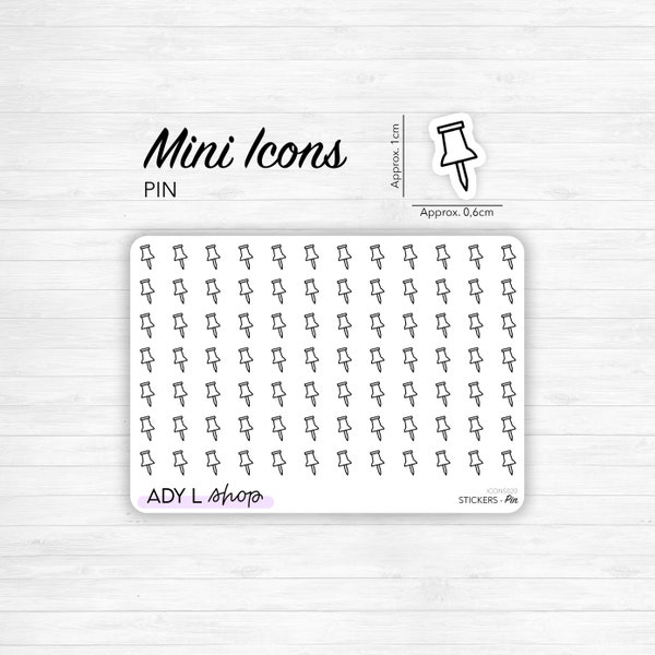 Planche de stickers mini icônes "punaise" - travail - Mini icon - Planner stickers - Minimal - Bullet Journal