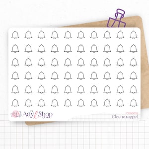 Planche de stickers mini icônes "rappel" - cloche, notification - Mini icon - Planner stickers - Minimal - Bullet Journal