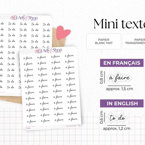 Planche de mini stickers "à faire" / "to do"- Papier autocollant blanc ou transparent - Planner stickers - Minimal - Bullet Journal
