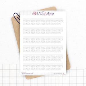 Adesivi orizzontali per il monitoraggio mensile - Monitoraggio delle abitudini, Monitoraggio dell'umore - 6 adesivi - 11,5 cm - Adattabili - Bullet Journal e Planner