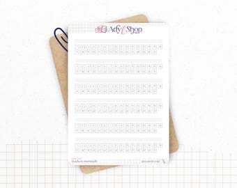 Horizontale maandtrackerstickers - Gewoontetracker, stemmingstracker - 6 stickers - 11,5 cm - Aanpasbaar - Bullet Journal & Planner