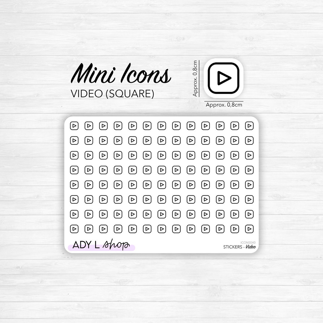 Mini Vlog Sticker Mini Icon Stickers Video Youtube, Music, Video Player Planner Stickers ...