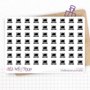 Planche de stickers mini icônes "ordinateur portable" - travail - Mini icon - Planner stickers - Minimal - Bullet Journal