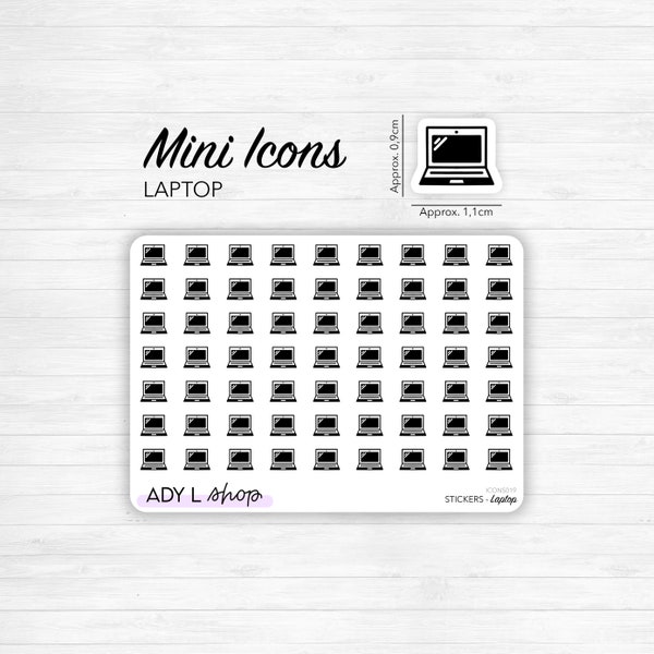 Planche de stickers mini icônes "ordinateur portable" - travail - Mini icon - Planner stickers - Minimal - Bullet Journal