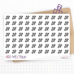 Vel met mini "Sport"-icoonstickers - Halters, krachttraining, workout - Mini icoontjes - Plannerstickers - Minimalistisch - Bullet Journal
