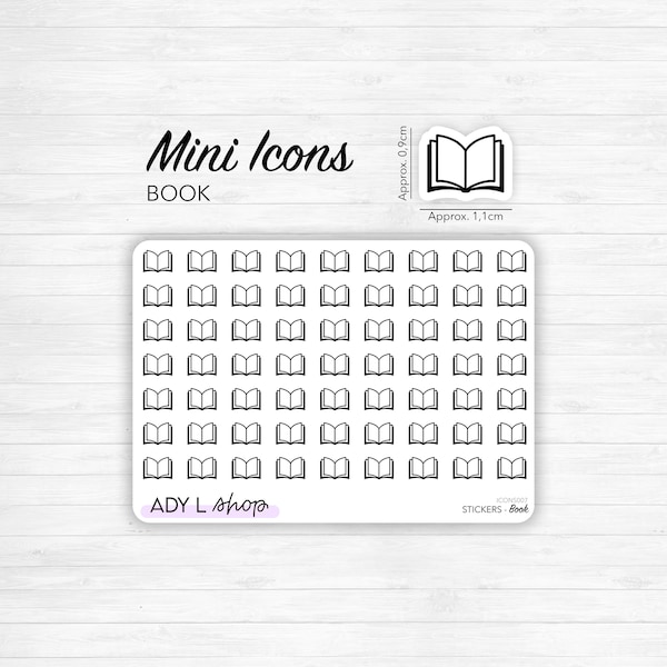 Planche de stickers mini icônes "livre" - Lecture, livres, bouquins - Mini icon - Planner stickers - Minimal stickers - Bullet Journal