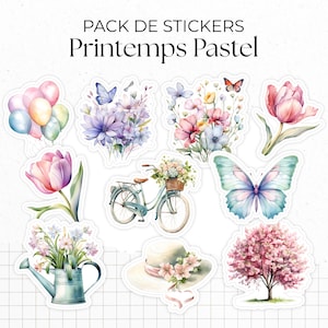 Pastel Spring Sticker Pack - Frühlingsaufkleber, Blumen, Schmetterlinge, Pastellfarben - Bullet Journal Planner