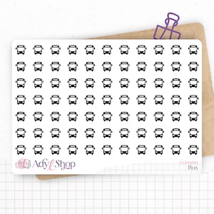 Planche de stickers mini icônes "Bus" - Car, autocar, voyage, transport, vacances - Mini icon - Planner stickers - Minimal - Bullet Journal