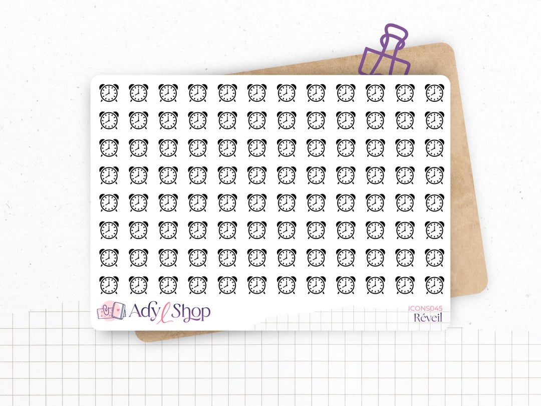Mini Icon Stickers - Alarm Clock - Appointment, Nap, Time - Minimal ...