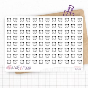 Planche de stickers mini icônes "réveil" - heure, sommeil, temps, alarme, rappel - Mini icon - Planner stickers - Minimal - Bullet Journal