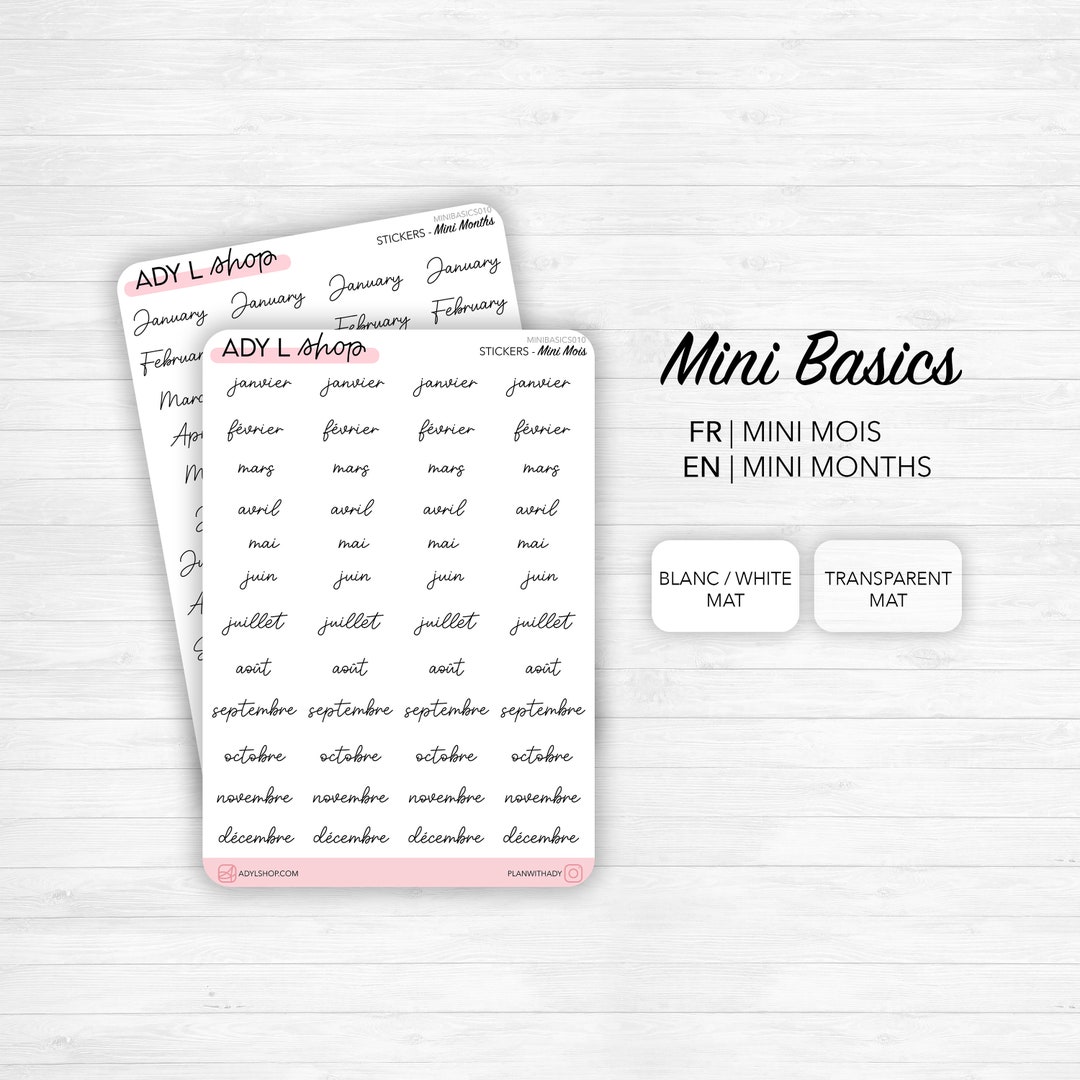 Mini Script Stickers Months Planner Stickers Minimal, Functional ...
