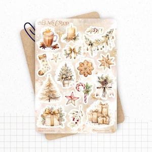 Stickerbögen „Verzauberter Winter“ – Sticker zum Thema Winter und Weihnachten: Dekorationen, Geschenke, Girlanden – Bullet Journal