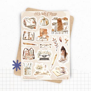 Planches de Stickers "Planner d'Automne" - Autocollants sur le thème de l'automne, carnets, papeterie, livres, agenda - Bullet Journal