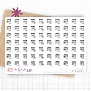 Foglio di adesivi "calendario" con mini icone - Appuntamenti, lavoro, promemoria - Mini icone - Adesivi per planner - Minimal - Bullet Journal