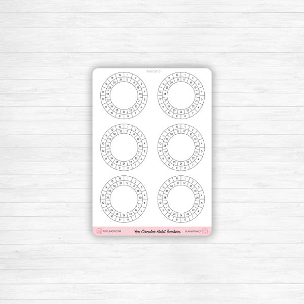 Stickers mini trackers mensuels circulaires - Suivi d'habitudes ronds - Habit tracker - Bullet Journal & Planner -Journaling