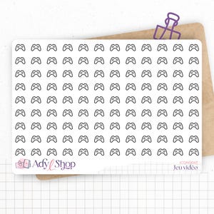 Planche de stickers mini icônes "Jeu Vidéo" - manette de jeu vidéo, gaming - Mini icon - Planner stickers - Minimal - Bullet Journal