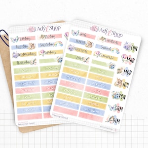 Planches de Stickers "Printemps Pastel" - Autocollants sur le thème du printemps, fleurs, papillons, couleurs pastel -Bullet Journal Planner