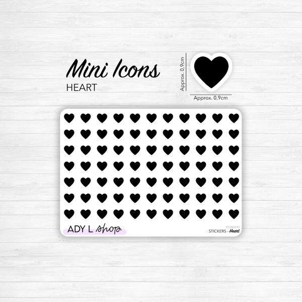 Planche de stickers mini icônes "coeurs" - Rendez-vous amoureux, coup de coeur - Mini icon - Planner stickers - Minimal - Bullet Journal