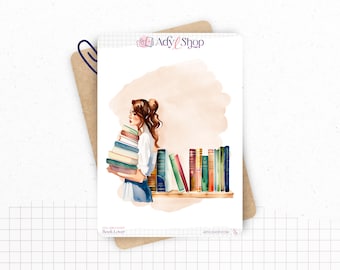 Arkusze naklejek „Miłośnik książek” – Naklejki z motywem książek i czytania – Strona tytułowa – Bullet Journal / Planner