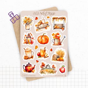 Planches de Stickers "Couleurs d'Automne" - Autocollants sur le thème de l'automne - Couleurs automnales - Bullet Journal / Planner