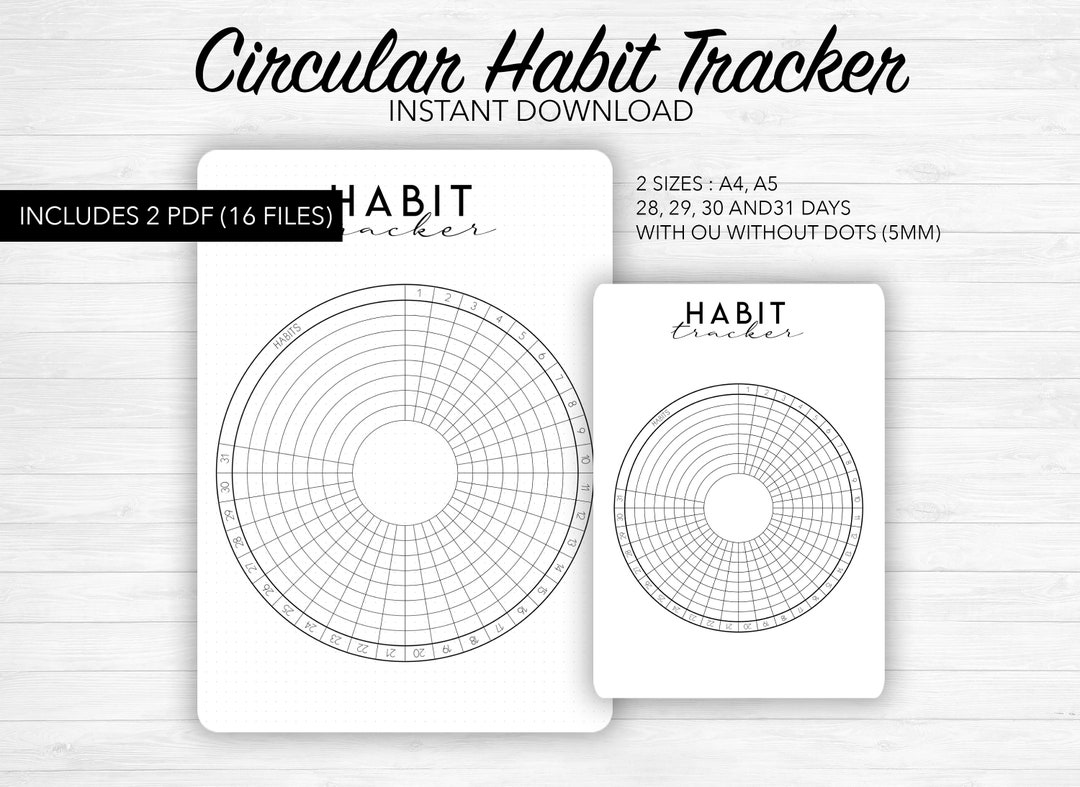Circular Habit Tracker Printable - Instant Download - PDF - 2 Sizes ...