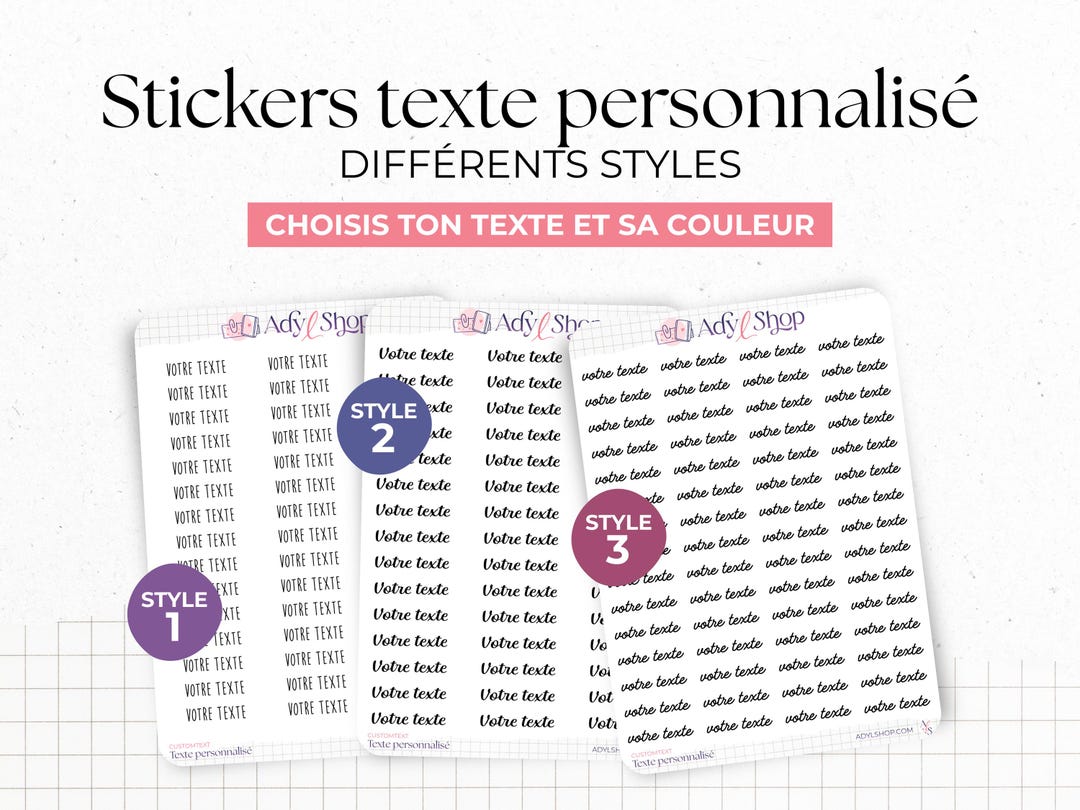 Write Text Sticker Custom Text Stickers - Handwritten - Choose Your Font and Your Color ...