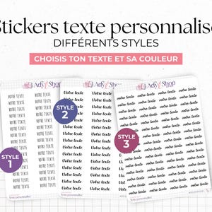 Planche Stickers "Texte Personnalisé", police & couleur au choix - Votre texte en autocollants pour Bullet Journal, Planner