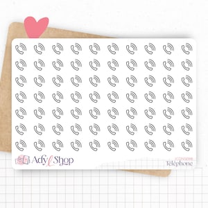 Planche de stickers mini icônes "téléphone" - Rendez-vous, appel téléphonique - Mini icon - Planner stickers - Minimal - Bullet Journal